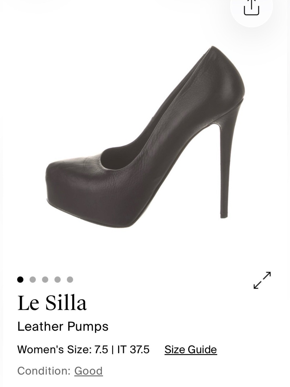 Le Silla Black Leather Platform Stiletto Pumps Size 37.5 / US 7.5 Made in Italy